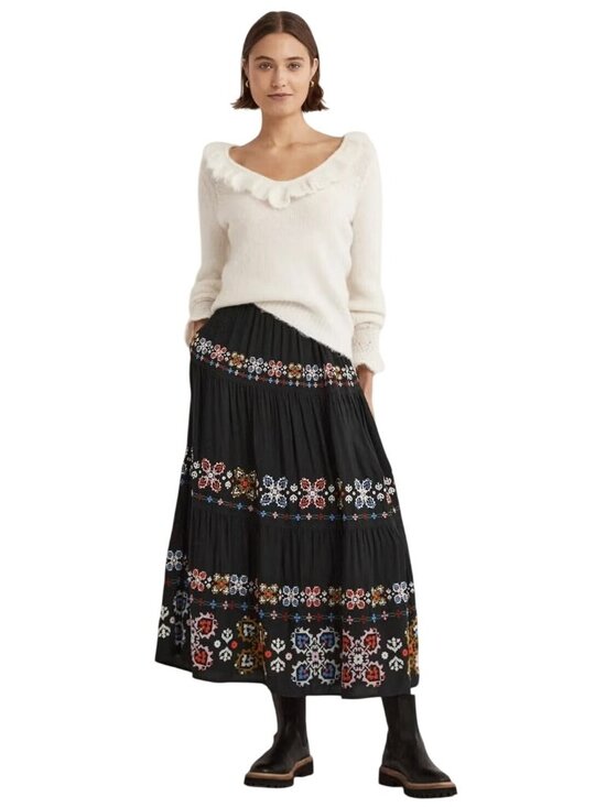 Boden Dresses & Skirts - Boden Embroidered Tiered Design Viscose Cotton Polyester Blend Lined Boho Style